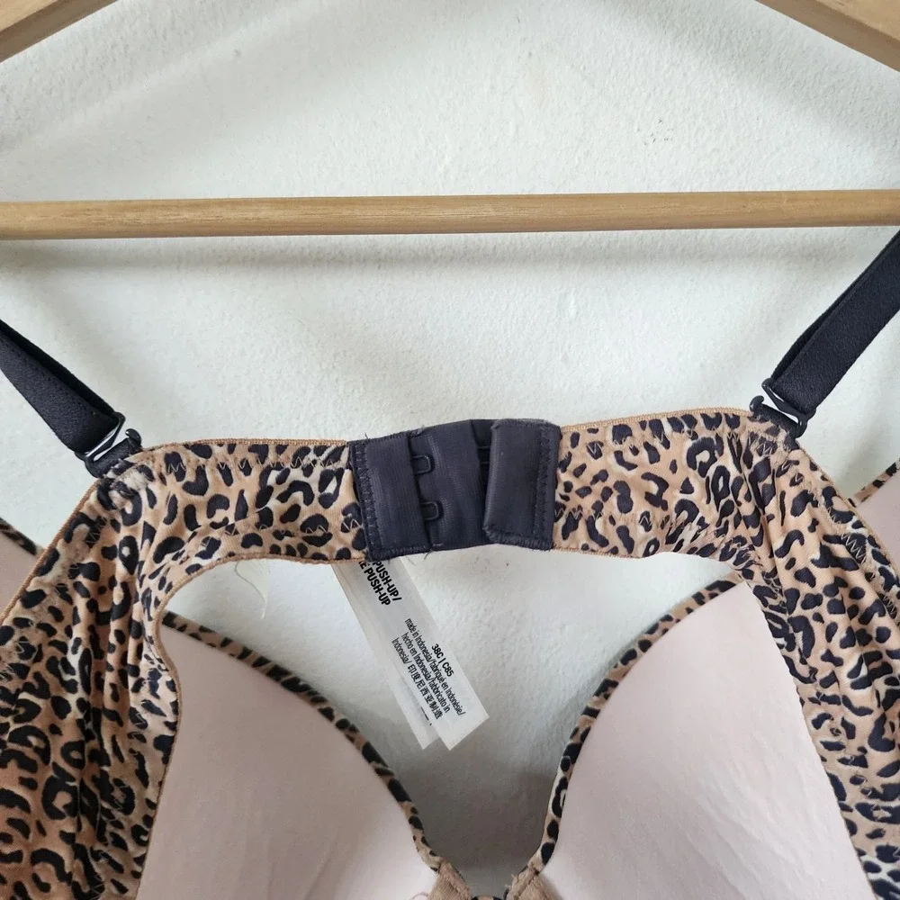 Y2K Victorias Secret PINK Brown Bra Animal Print 38C Underwire Padded